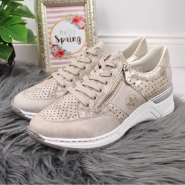 Zapatos cuña mujer Rieker N4327-80 beige 4