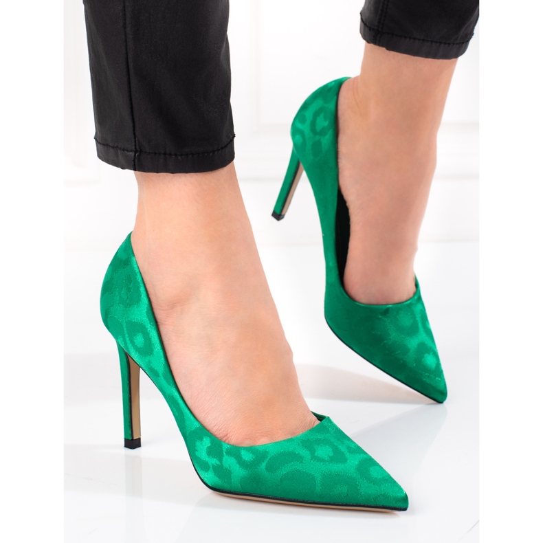 Zapatos de salón de mujer Shelovet con estampado de leopardo verde 2