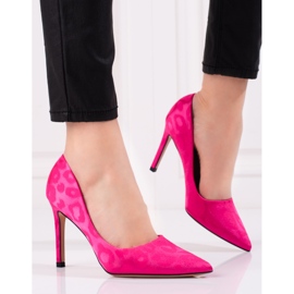 Zapatos de salón de mujer Shelovet con estampado de leopardo fucsia rosado 1