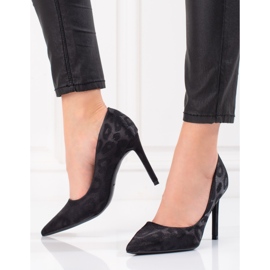 Zapatos de salón de mujer Shelovet con estampado de leopardo negro 3