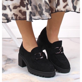 Zapatos de salón ante negro con cadena Vinceza 10921 6