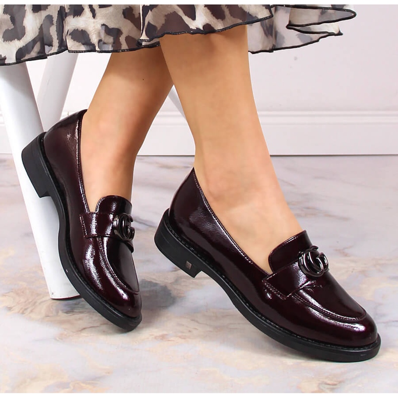 Zapatos mocasines mujer charol burdeos Potocki SZ12020 rojo 1