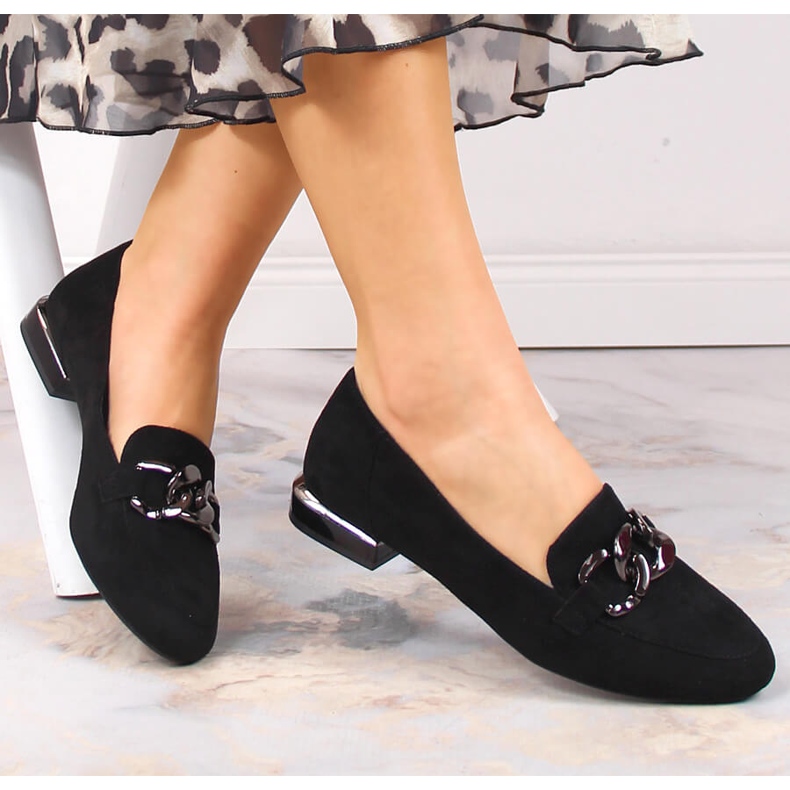 Zapatos mujer ante con cadena Sergio Leone MK739 negro 1