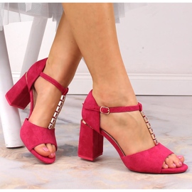 Sandalias mujer ante poste con circonitas fucsias Vinceza 20195 rosa 1