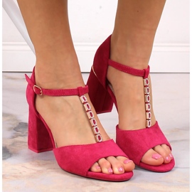 Sandalias mujer ante poste con circonitas fucsias Vinceza 20195 rosado 3