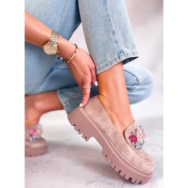 PA1 Mocasines caqui con plataforma y cuentas Stefani beige 2