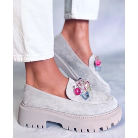PA1 Mocasines con plataforma y cuentas Stefani Grey gris 3