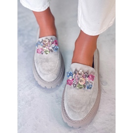 PA1 Mocasines con plataforma y cuentas Stefani Grey gris 4