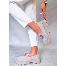 PA1 Mocasines con plataforma y cuentas Stefani Grey gris 5