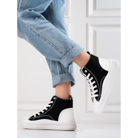 Shelovet zapatillas altas de mujer blancas y negras blanco negro 3