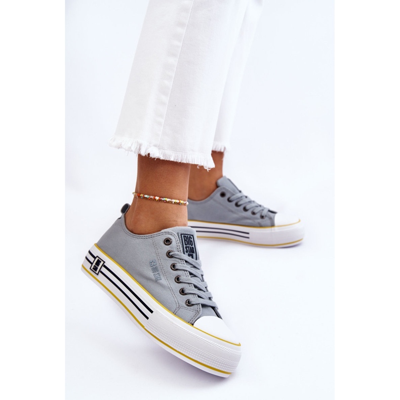 Sneakers De Mujer De Tela Con Plataforma Big Star LL274183 Azul Claro 2
