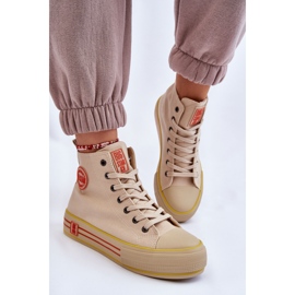 Sneakers Mujer Alta Textil Plataforma Big Star LL274187 Beige 7