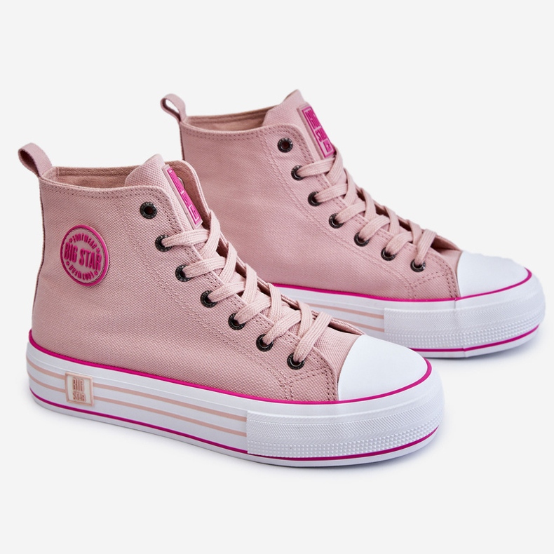 Sneakers Mujer Alta Textil Plataforma Big Star LL274186 Rosa rosado 1