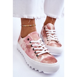 Zapatillas bajas de moda Big Star LL274044 Rosa-Beige blanco 7