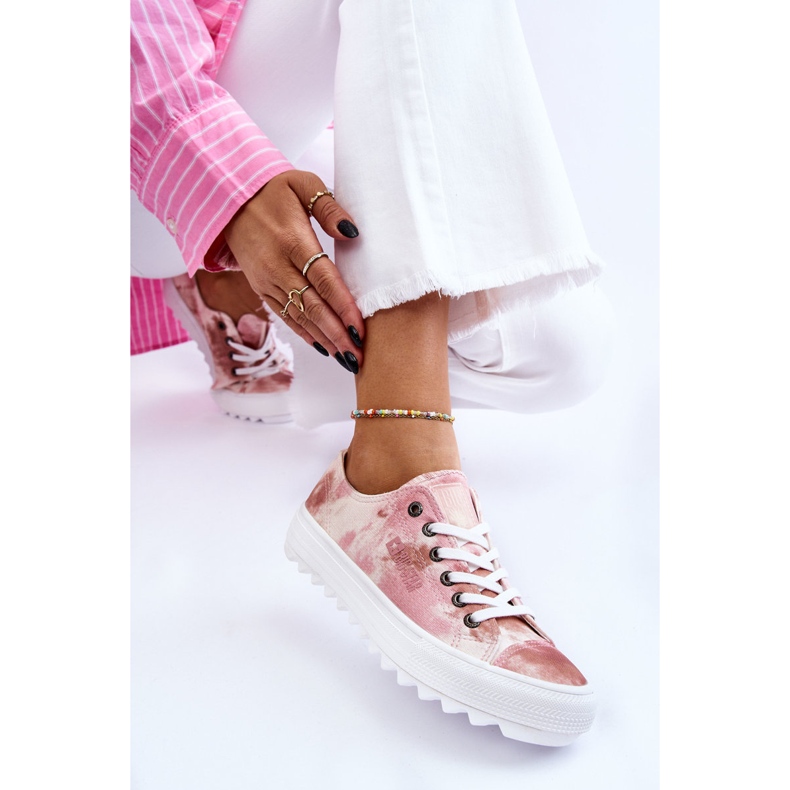 Zapatillas bajas de moda Big Star LL274044 Rosa-Beige blanco 2