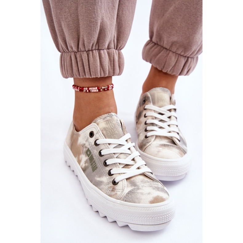 Zapatillas bajas de moda Big Star LL274043 Blanco y gris beige 1