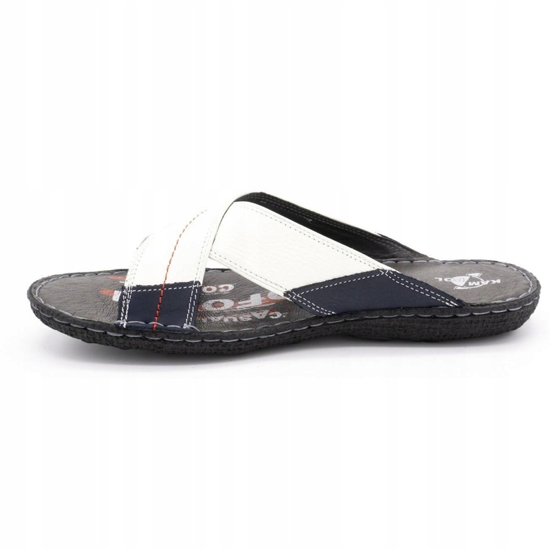 Kampol Zapatilla piel hombre 200 / B blanco azul marino 1