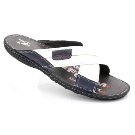 Kampol Zapatilla piel hombre 200 / B blanco azul marino 2