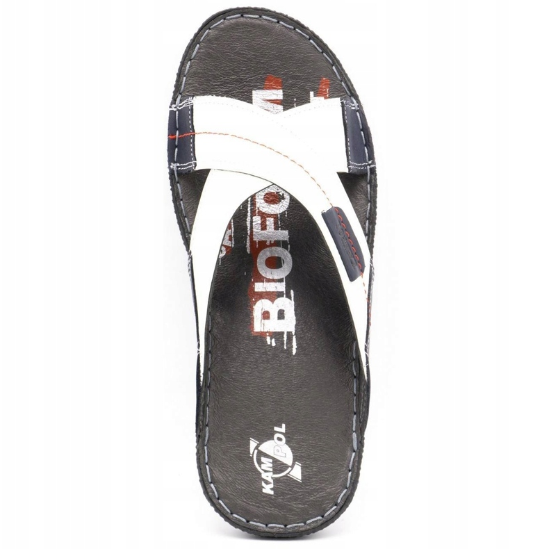 Kampol Zapatilla piel hombre 200 / B blanco azul marino 7