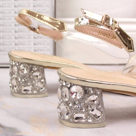 Sandalias transparentes con circonitas dorado claro D&amp;A MR-X1012 11