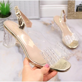 Sandalias de mujer transparentes con circonitas y lazo D&amp;A MR-K1 dorado 4