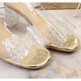Sandalias de mujer transparentes con circonitas y lazo D&amp;A MR-K1 dorado 6