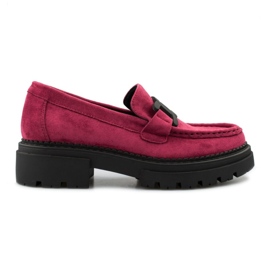 Mocasines de mujer Shelovet fucsia sobre plataforma negra rosado 5
