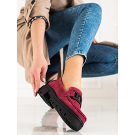 Mocasines de mujer Shelovet fucsia sobre plataforma negra rosado 4