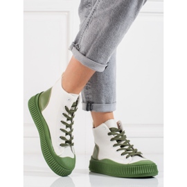 Shelovet zapatillas altas de mujer blancas y verdes blanco 2