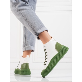 Shelovet zapatillas altas de mujer blancas y verdes blanco 3
