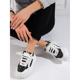 Deportivas de mujer Shelovet blancas con inserciones negras. blanco negro 3