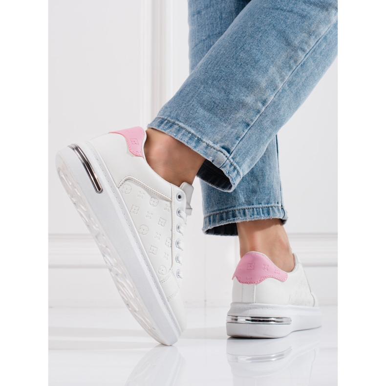 Deportivas de mujer Shelovet blancas con estampado blanco 2 Deportivas de mujer Shelovet blancas con estampado blanco 2