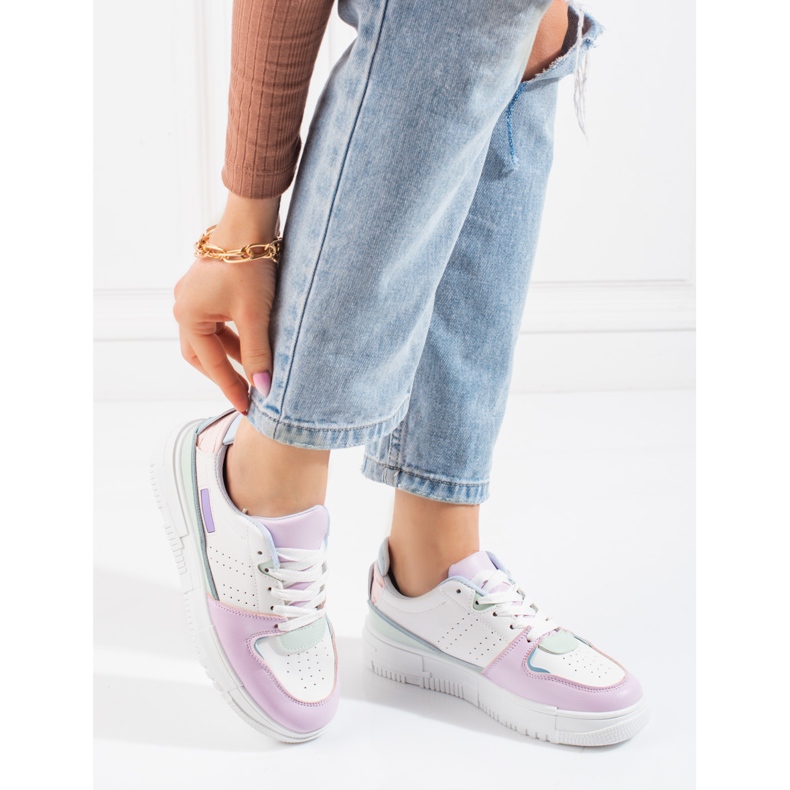 Deportivas mujer Shelovet pastel blanco multicolor 2