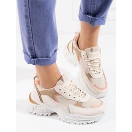 Deportivas plataforma mujer Shelovet beige naranja 3