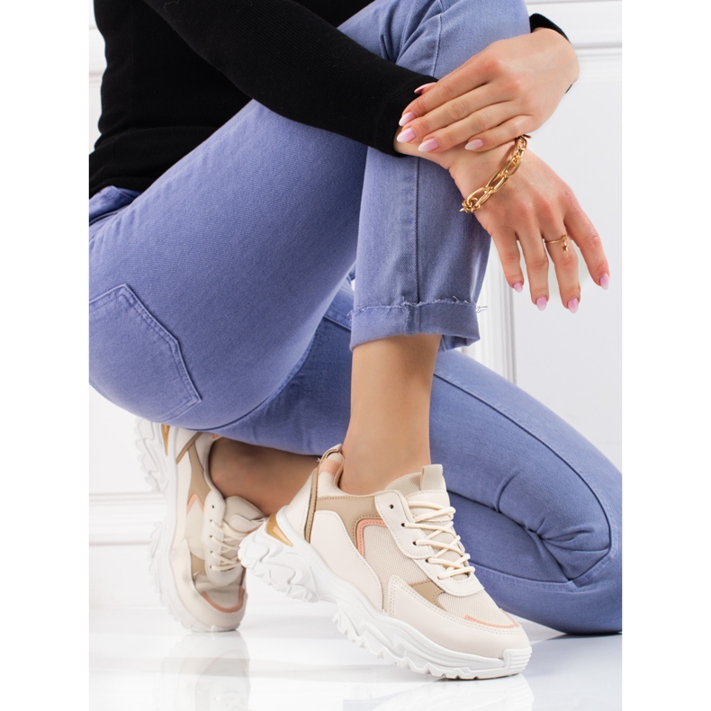 Deportivas plataforma mujer Shelovet beige naranja 1