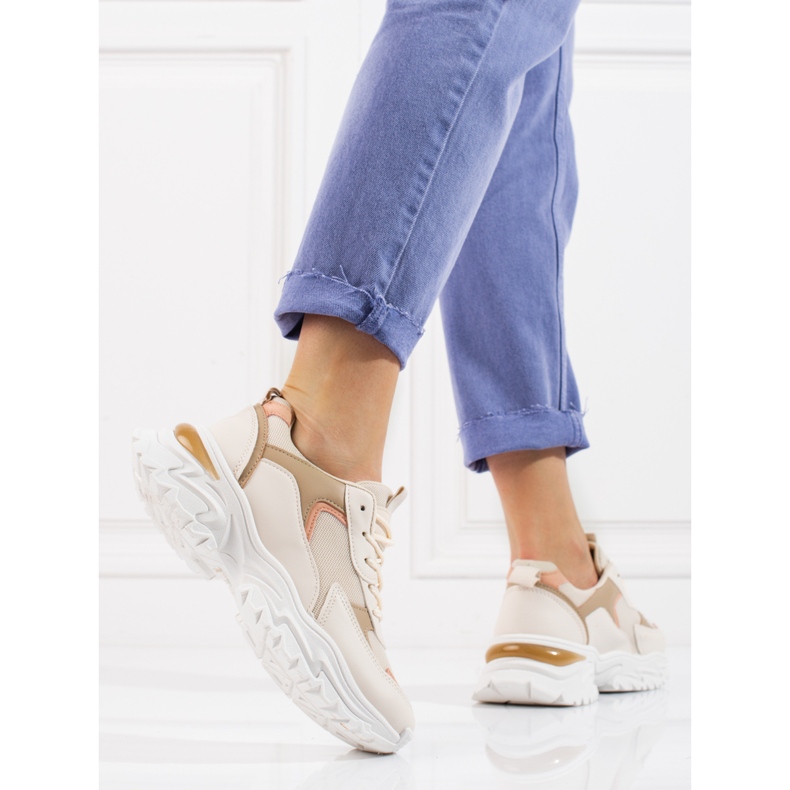 Deportivas plataforma mujer Shelovet beige naranja 2