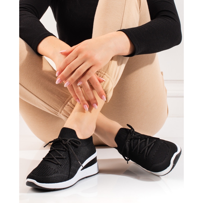 Deportivas de mujer calcetín cuña Shelovet negro 1 Deportivas de mujer calcetín cuña Shelovet negro 1