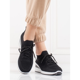 Deportivas de mujer calcetín cuña Shelovet negro 3