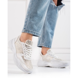 Deportivas de mujer Shelovet con estampado blanco brillante plata 1