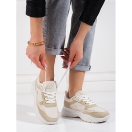 Deportivas mujer cordones Shelovet beige 2