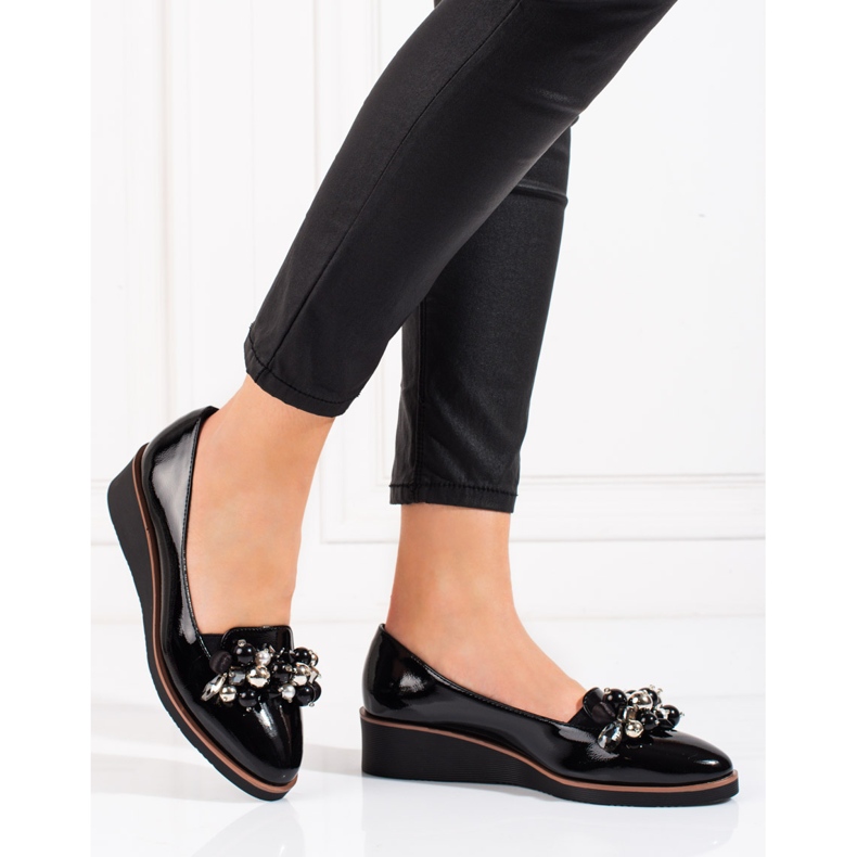 W. Potocki Zapatos de salón de mujer con cuña Potocki en negro 2