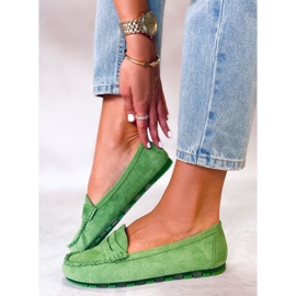 PA1 Mocasines de mujer Anaya en ante verde 3