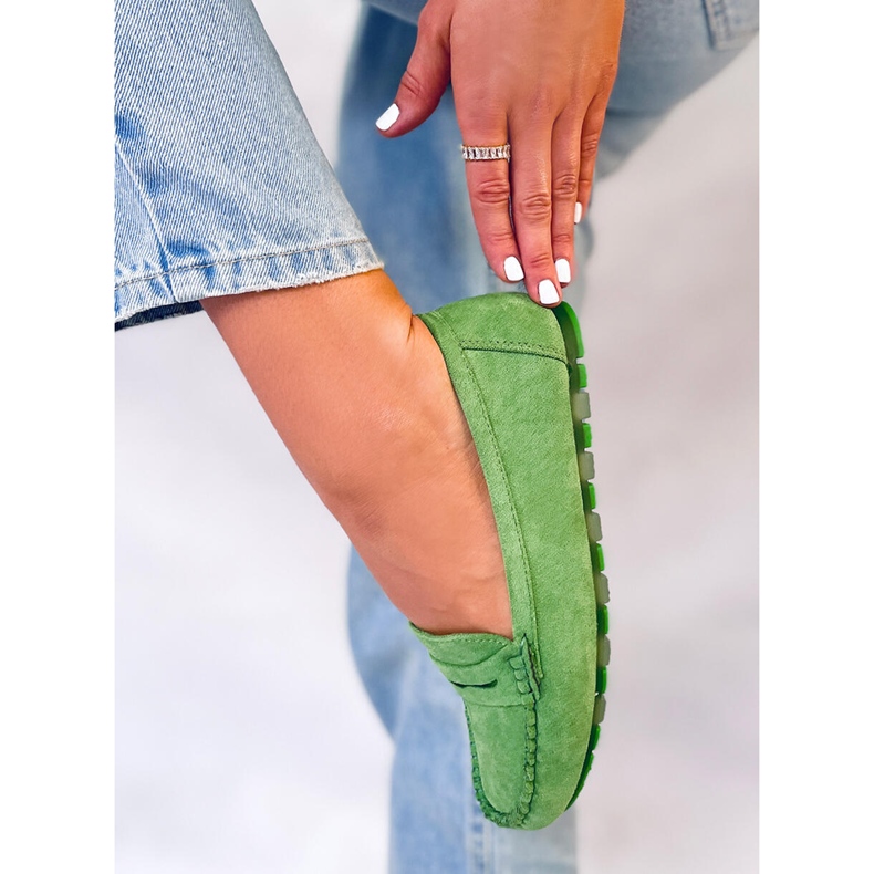 PA1 Mocasines de mujer Anaya en ante verde 2