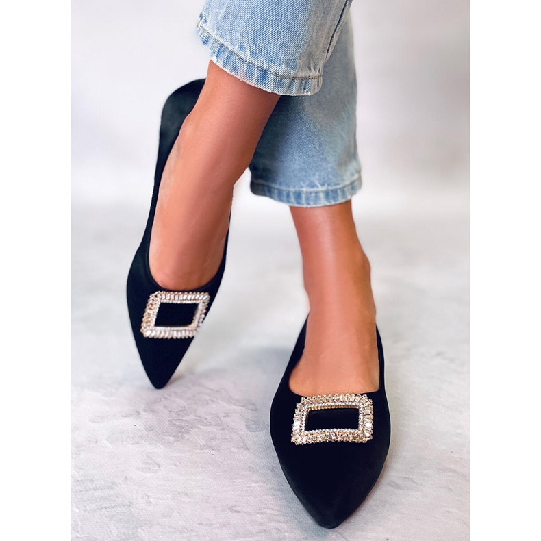 PA1 Bailarinas elegantes con piedras Lorella Black negro 2