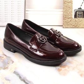 Zapatos mocasines mujer charol burdeos Potocki SZ12020 rojo 5