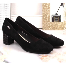 Zapatos de salón de mujer en ante negro con tacón decorativo Sergio Leone PB178 5