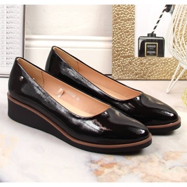 Zapatos cuña mujer lacado negro Vinceza 10865 2