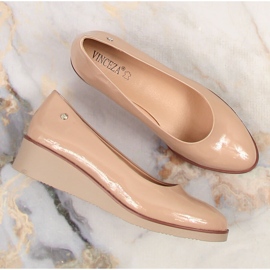 Zapatos cuña mujer lacado beige Vinceza 10865 3