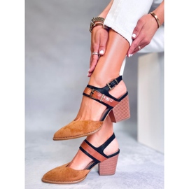 BM Zapatos de tacón abierto Chiatti Camel marrón 5