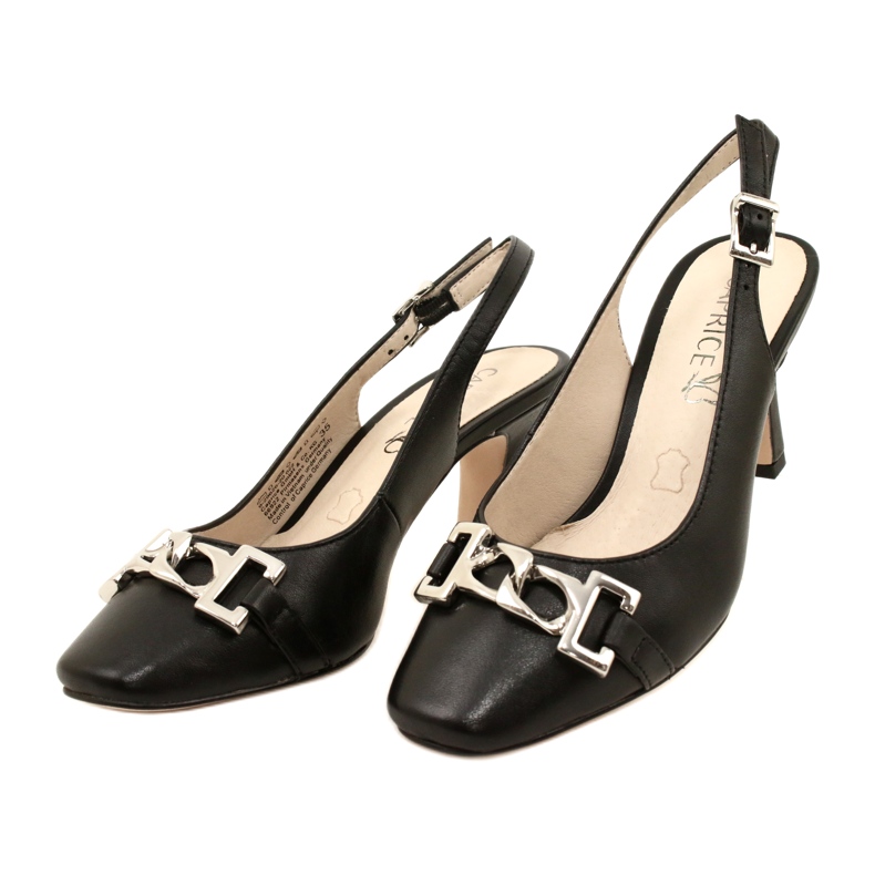 Sandalias de cuero para mujeres con decoración Caprice 9-29626-20 022 NAPPA NEGRA negro 3